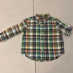 Plaid Cotton Poplin shirt- Green/yellow/blue multi